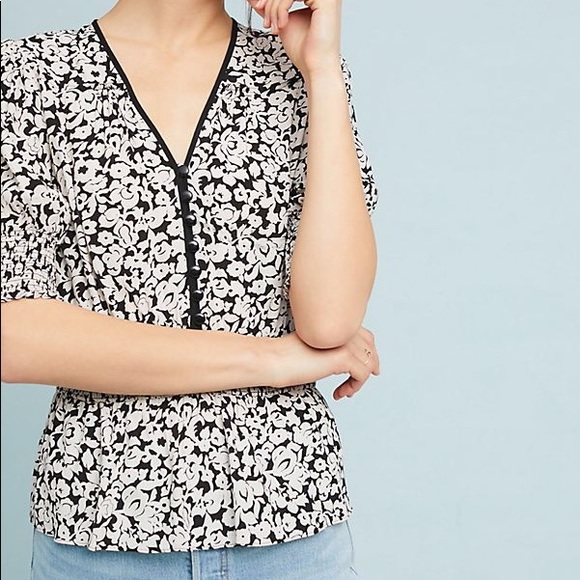 Anthropologie | Retro Floral Smocked Blouse by Tracy Reese - Picture 1 of 6